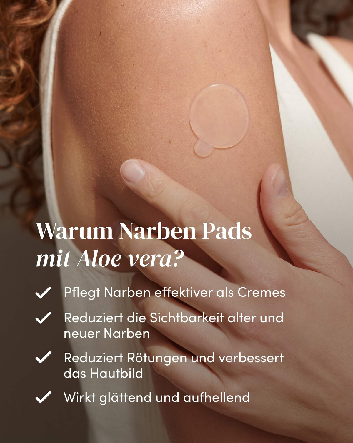 Narben Pads mit Aloe vera für kleinere Narbenpartien zur Pflege und Reduzierung der Sichtbarkeit alter und neuer Narben