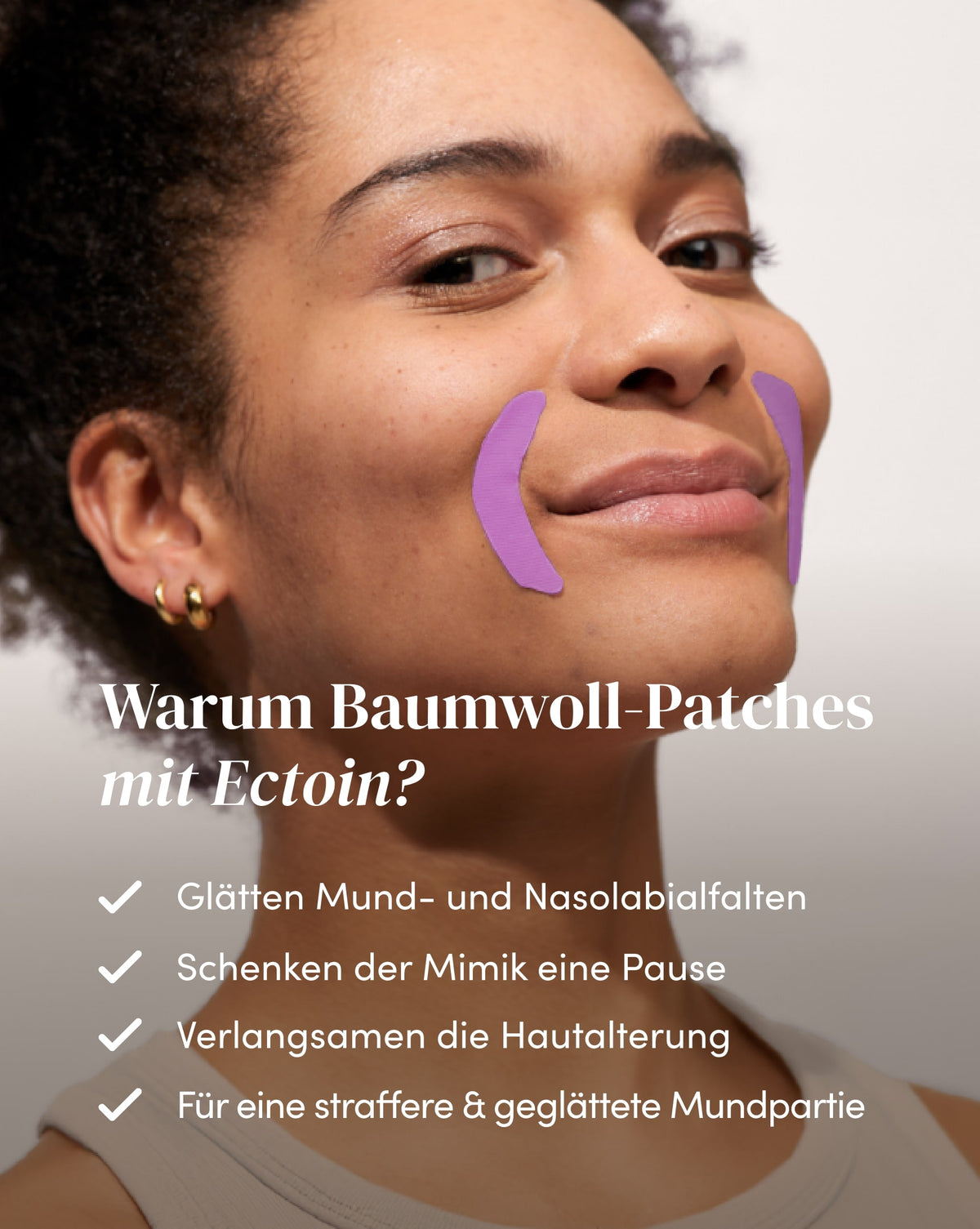 Mund Patches mit Ectoin für die Mundpartie zur Reduzierung von Mund- und Nasolabialfalten