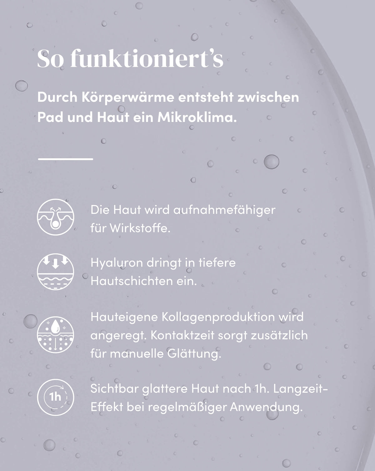 Wirkweise der Silikon-Augenpads mit Hyaluron für sichtbar glattere Haut