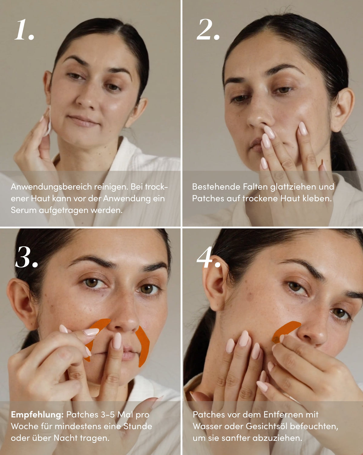 Anwendung der APRICOT Mund Patches mit Niacinamid an der Mundpartie