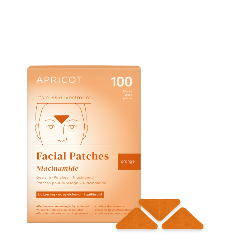 Faltenpflaster "it's a skin-vestment" mit Niacinamide gegen Zornesfalten – orangene Produktverpackung