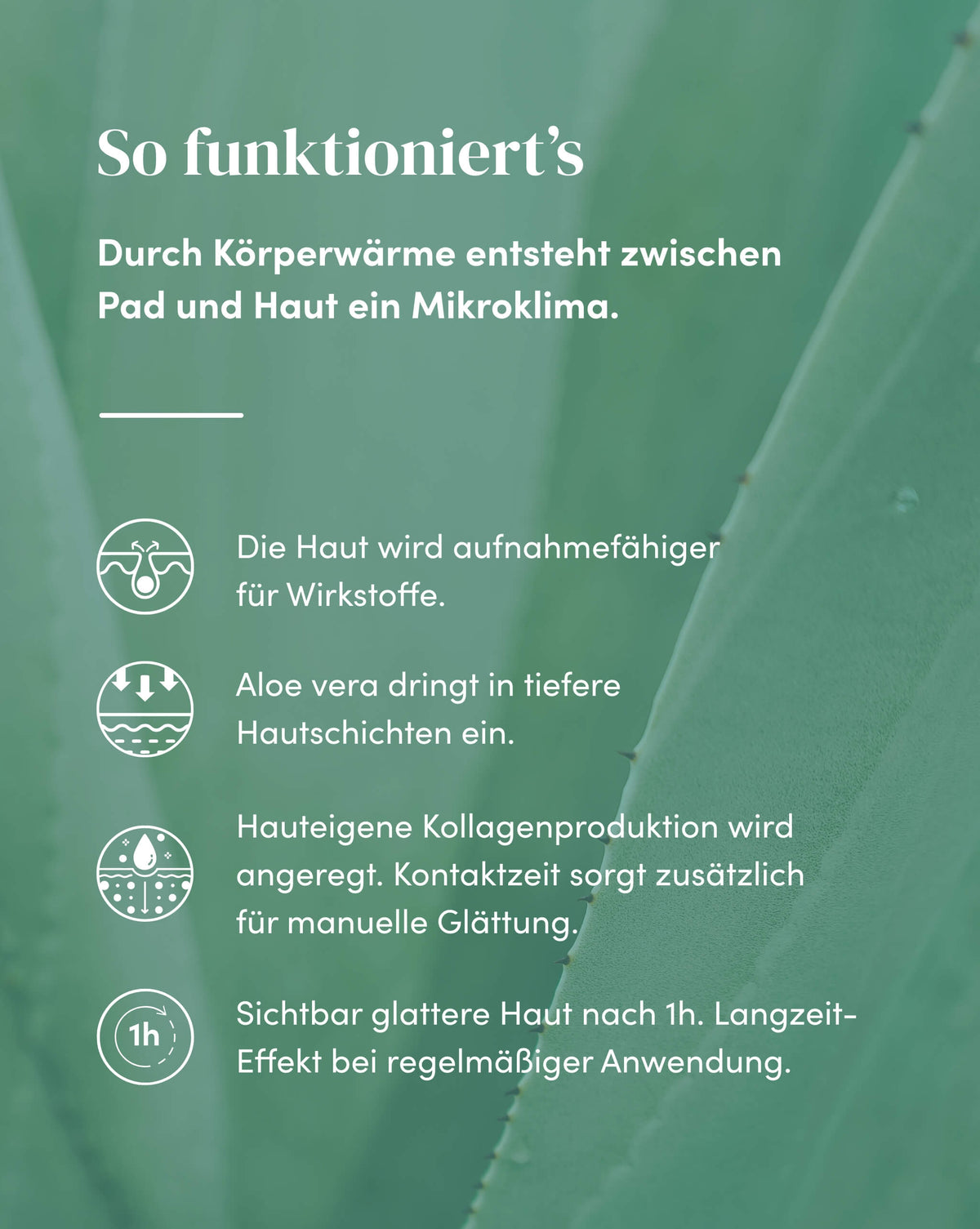Wirkweise des Silikon-Stirn Pad mit Aloe vera für sichtbar glattere Haut