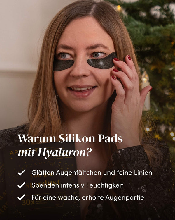 Pads para ojos con purpurina y ácido hialurónico.
