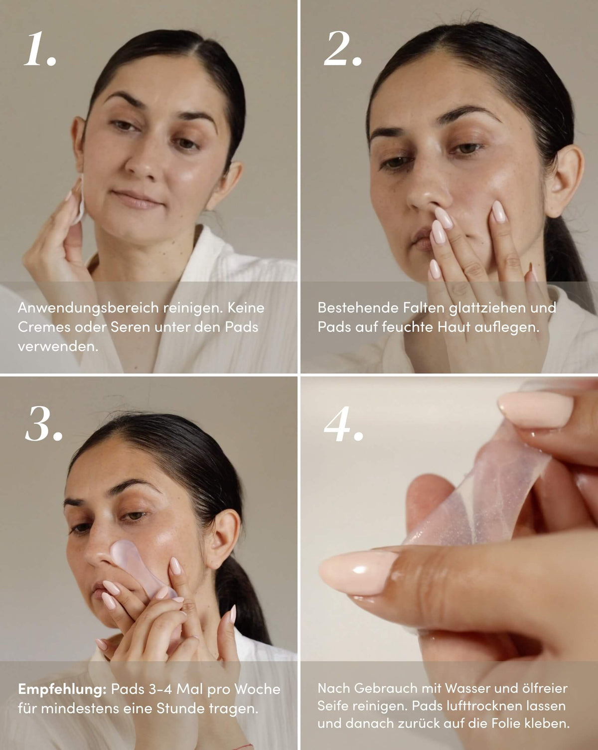 Anwendung der APRICOT Silikon-Mund Pads mit Hyaluron an der Mundpartie
