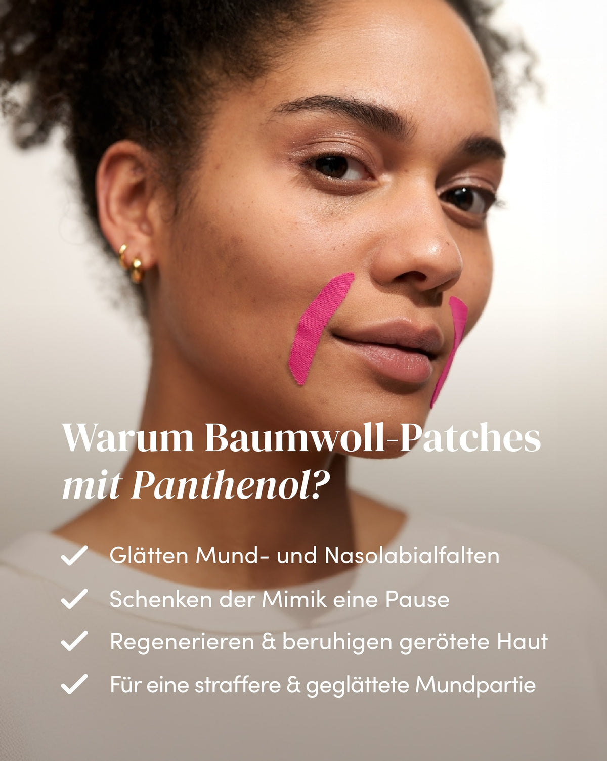 Mund Patches mit Panthenol für die Mundpartie zur Reduzierung von Mund- und Nasolabialfalten und Regenerierung geröteter Haut